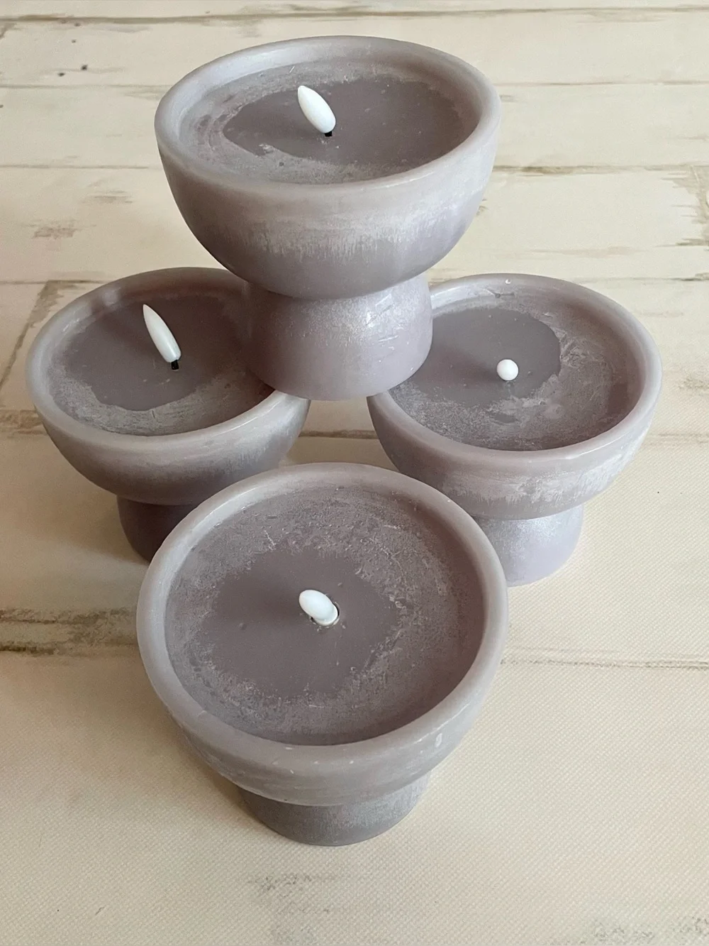 Totem Flameless Candles Set Gray Set of 4